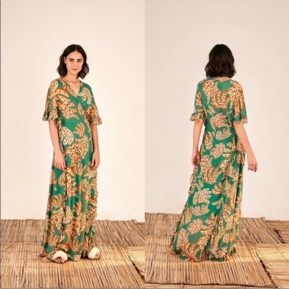 NWT Farm Rio Raining Bananas Maxi Wrap Dress - Picture 2 of 5